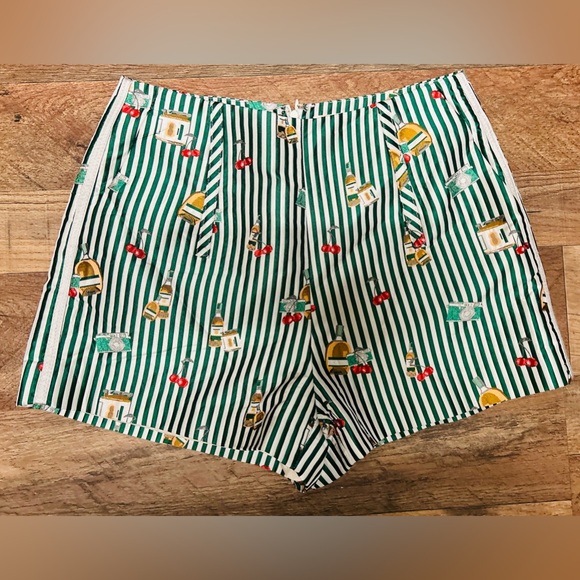 Mini Vintage Pinup Style Shorts / Tune & Tune / Size Medium/ Green & White Strip - Picture 3 of 12